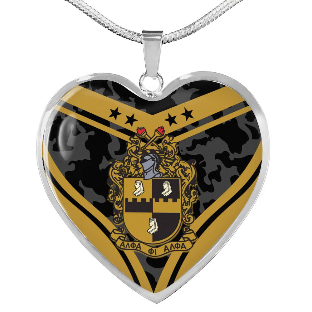 Fraternity Necklace - Alpha Phi Alpha Camouflage Luxury Necklace Heart