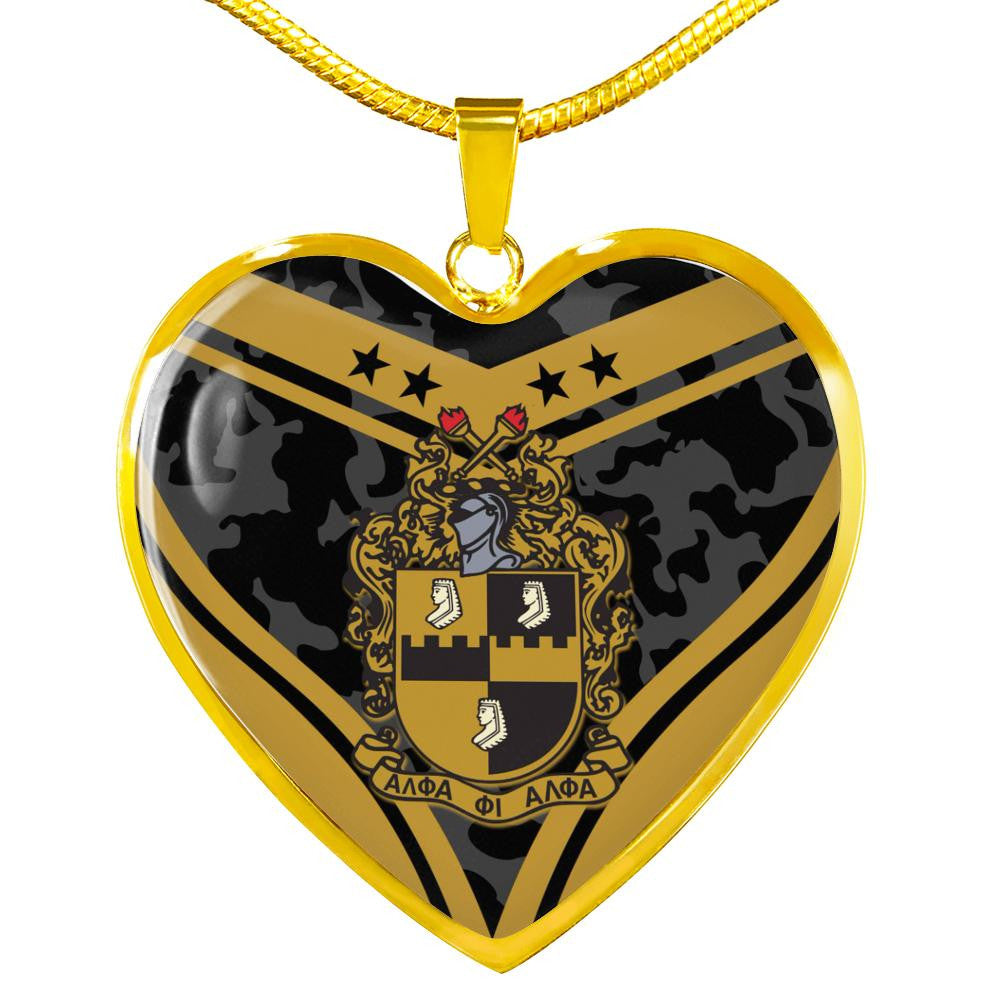 Fraternity Necklace - Alpha Phi Alpha Camouflage Luxury Necklace Heart