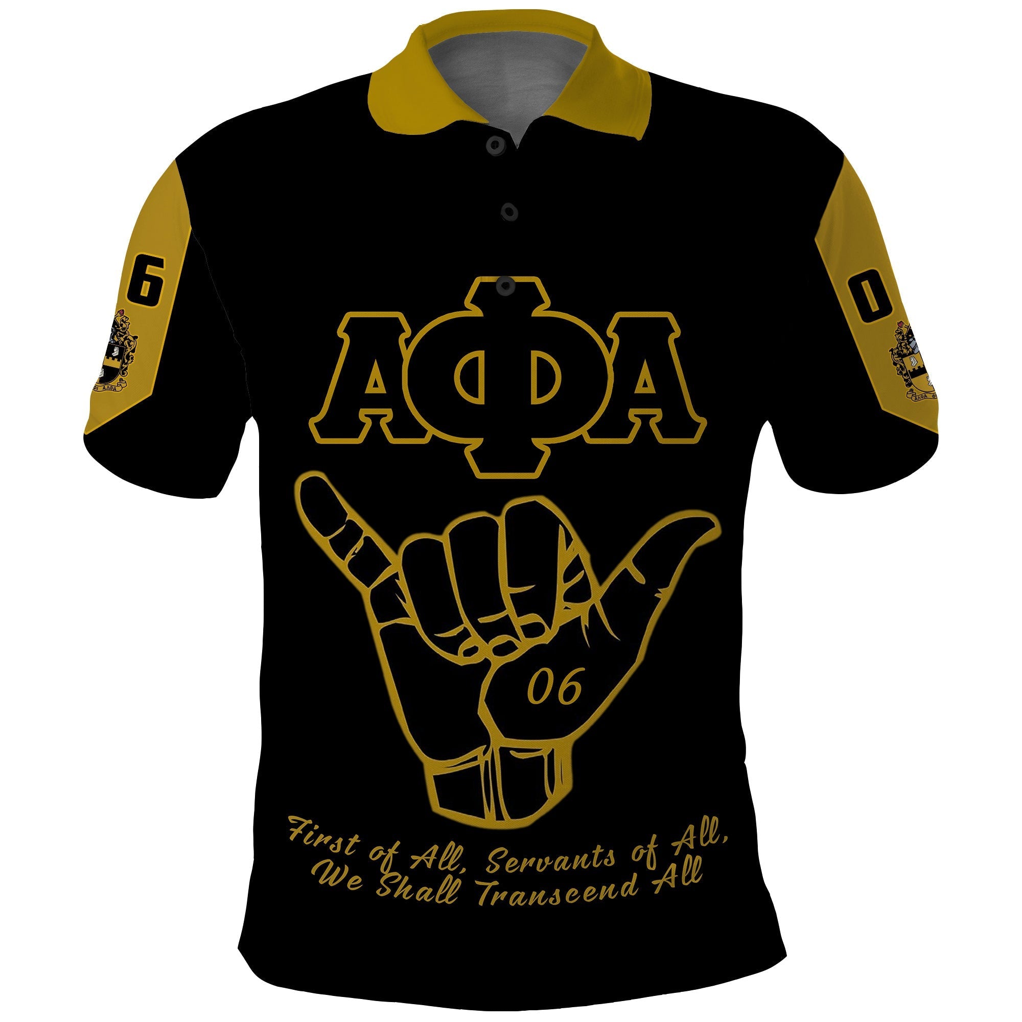 Fraternity Polo - Personalized Alpha Phi Alpha Motto Polo Shirt Hand Sign and Great Sphinx