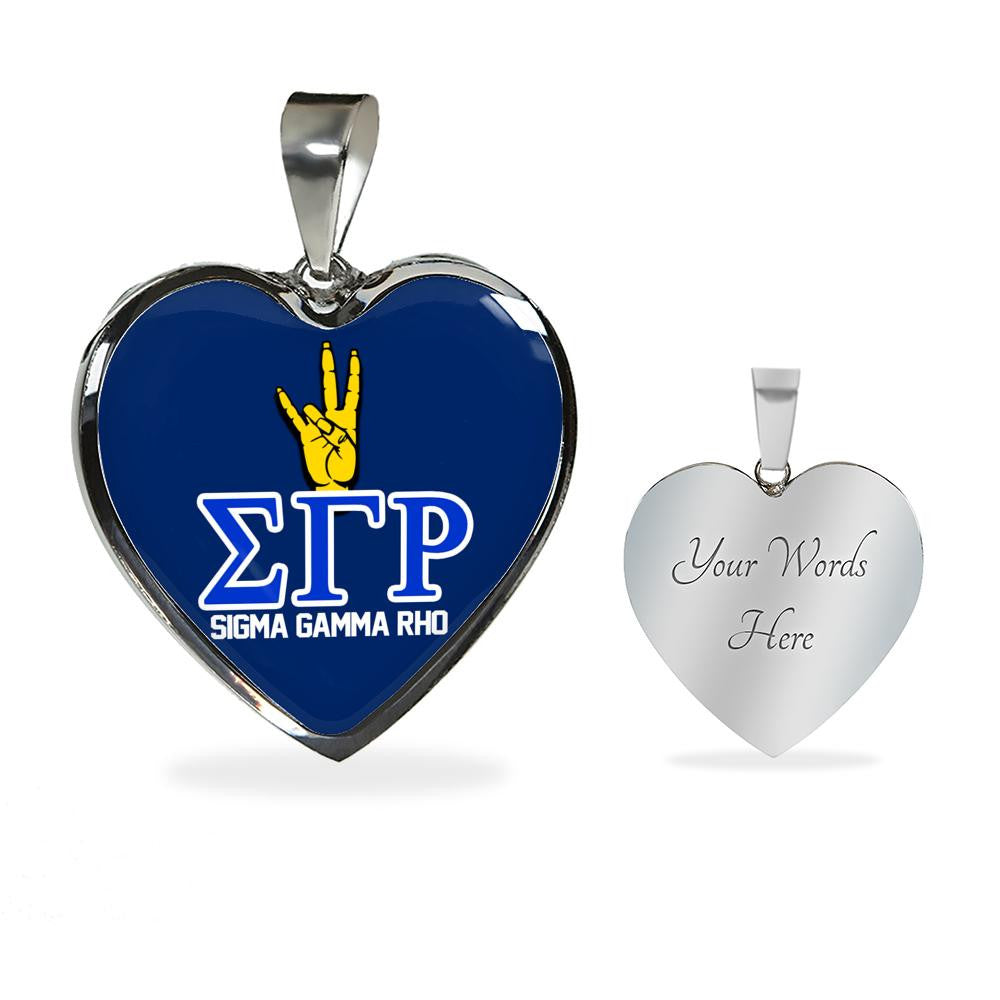 Sorority Necklace - Personalized Sigma Gamma Rho Hand Luxury Necklace Heart