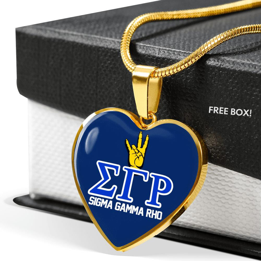 Sorority Necklace - Personalized Sigma Gamma Rho Hand Luxury Necklace Heart