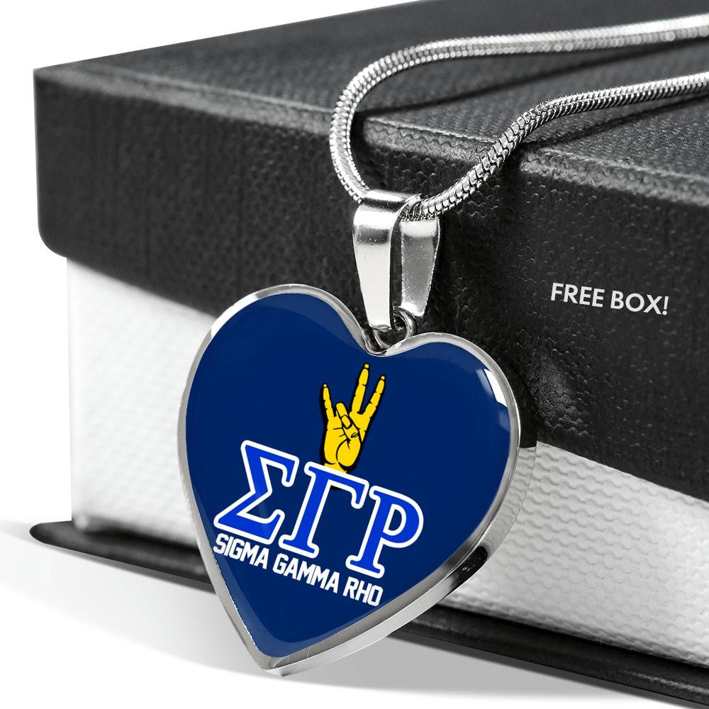 Sorority Necklace - Personalized Sigma Gamma Rho Hand Luxury Necklace Heart