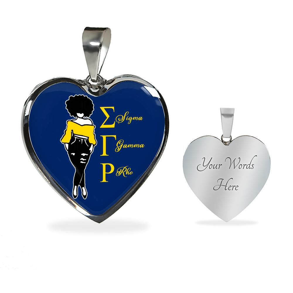 Sorority Necklace - Personalized Sigma Gamma Rho Girl Luxury Necklace Heart