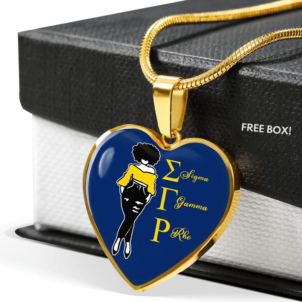 Sorority Necklace - Personalized Sigma Gamma Rho Girl Luxury Necklace Heart