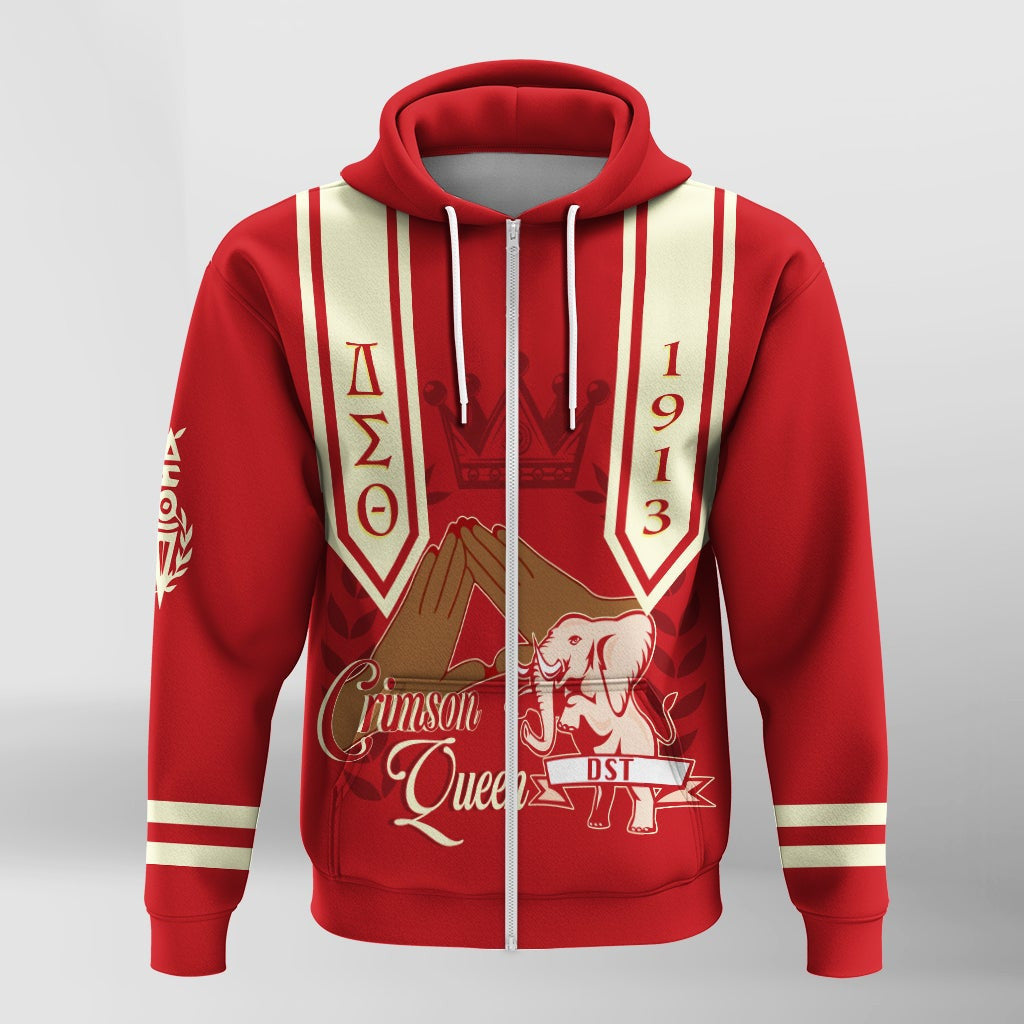 Sorority Hoodie - Personalized Delta Sigma Theta Zip Hoodie DST Crimson Queen