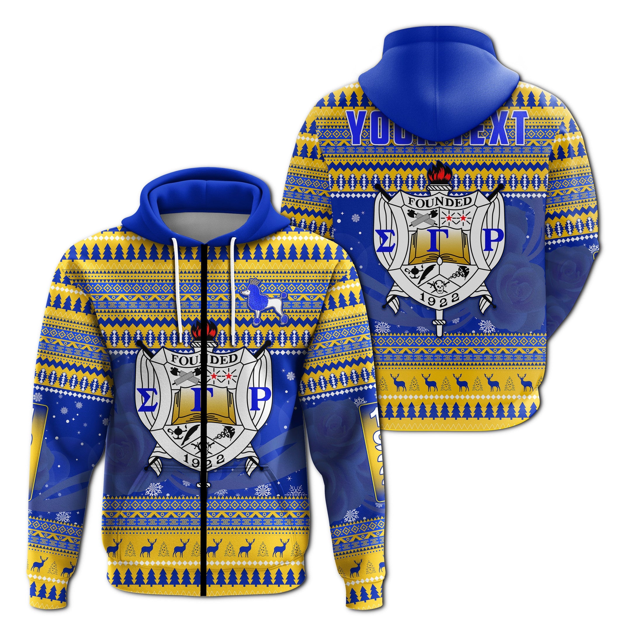 Sorority Hoodie - Personalized Sigma Gamma Rho Christmas Zip Hoodie African Pattern