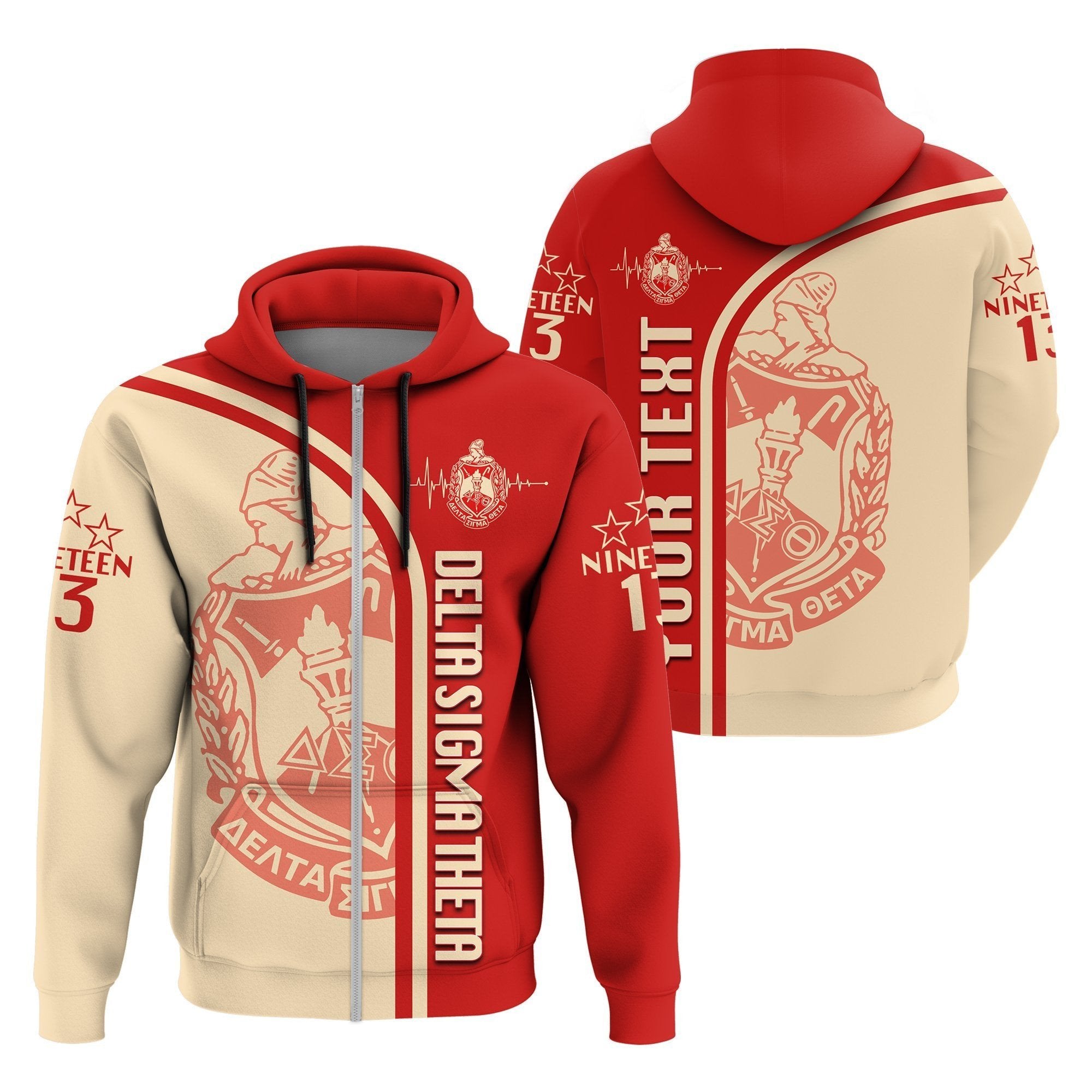 Sorority Hoodie - Personalized Delta Sigma Theta In My Heart Zip Hoodie
