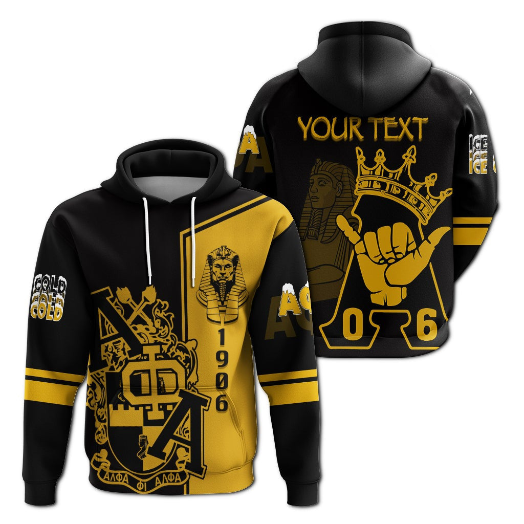 Personalized Alpha Phi Alpha Ice Cold Brothas Hoodie Black & Gold J5