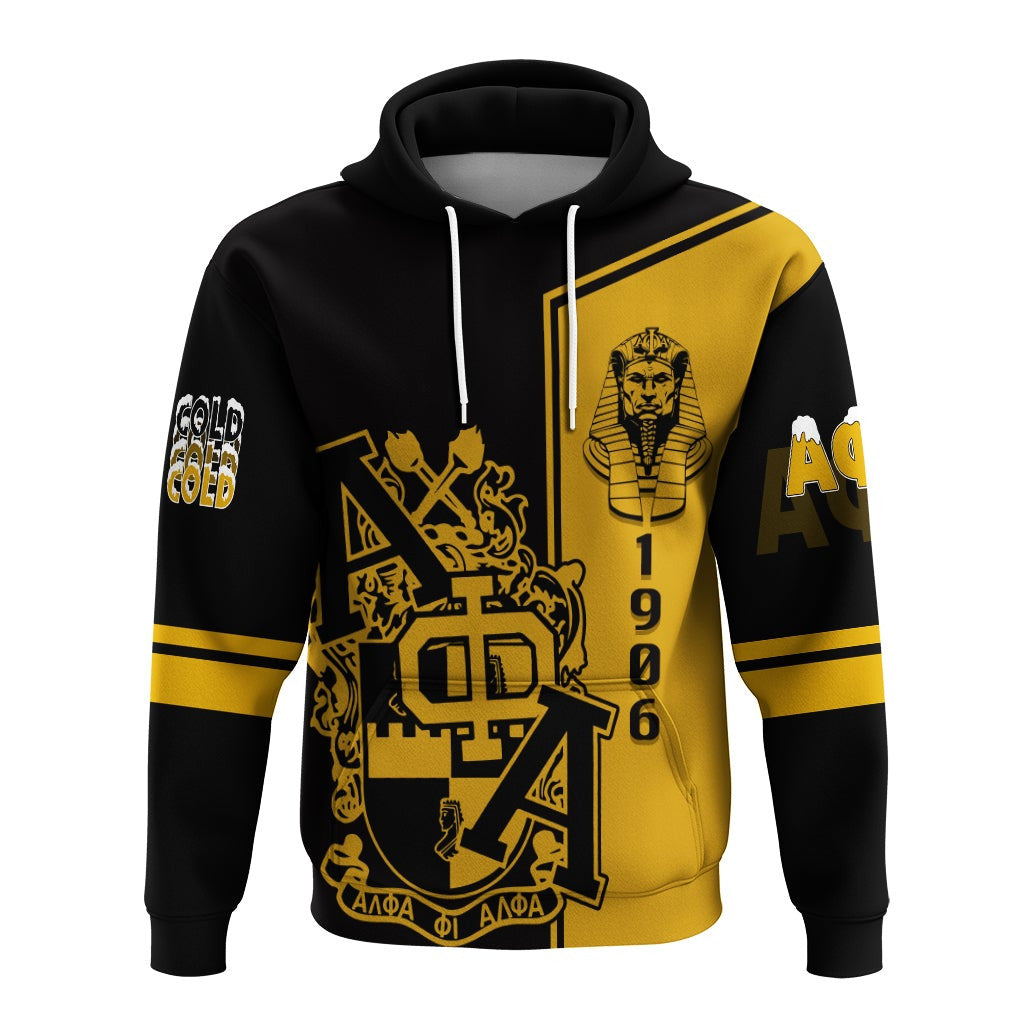 Personalized Alpha Phi Alpha Ice Cold Brothas Hoodie Black & Gold J5
