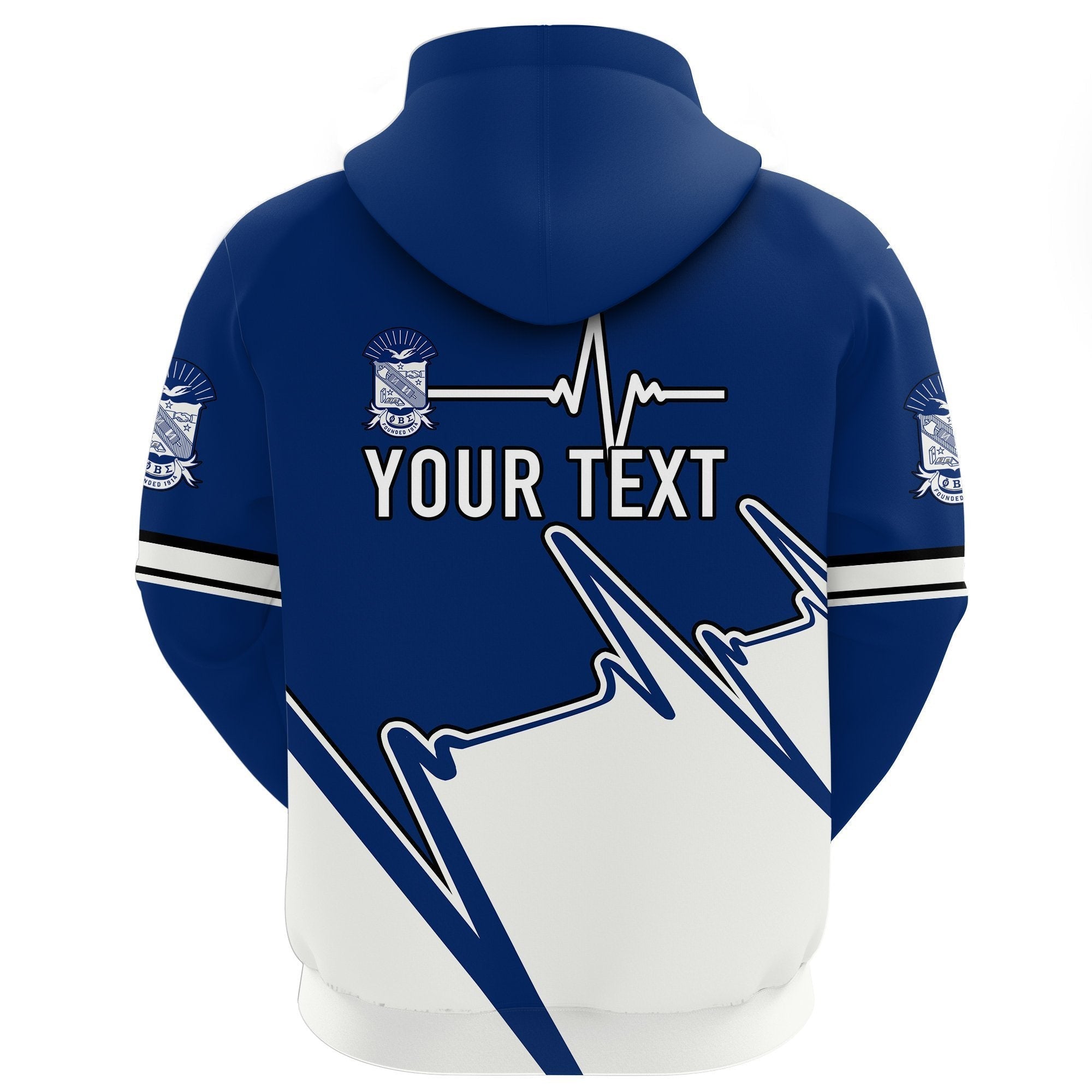 Fraternity Hoodie - Personalized Heartbeat Phi Beta Sigma Zip Hoodie