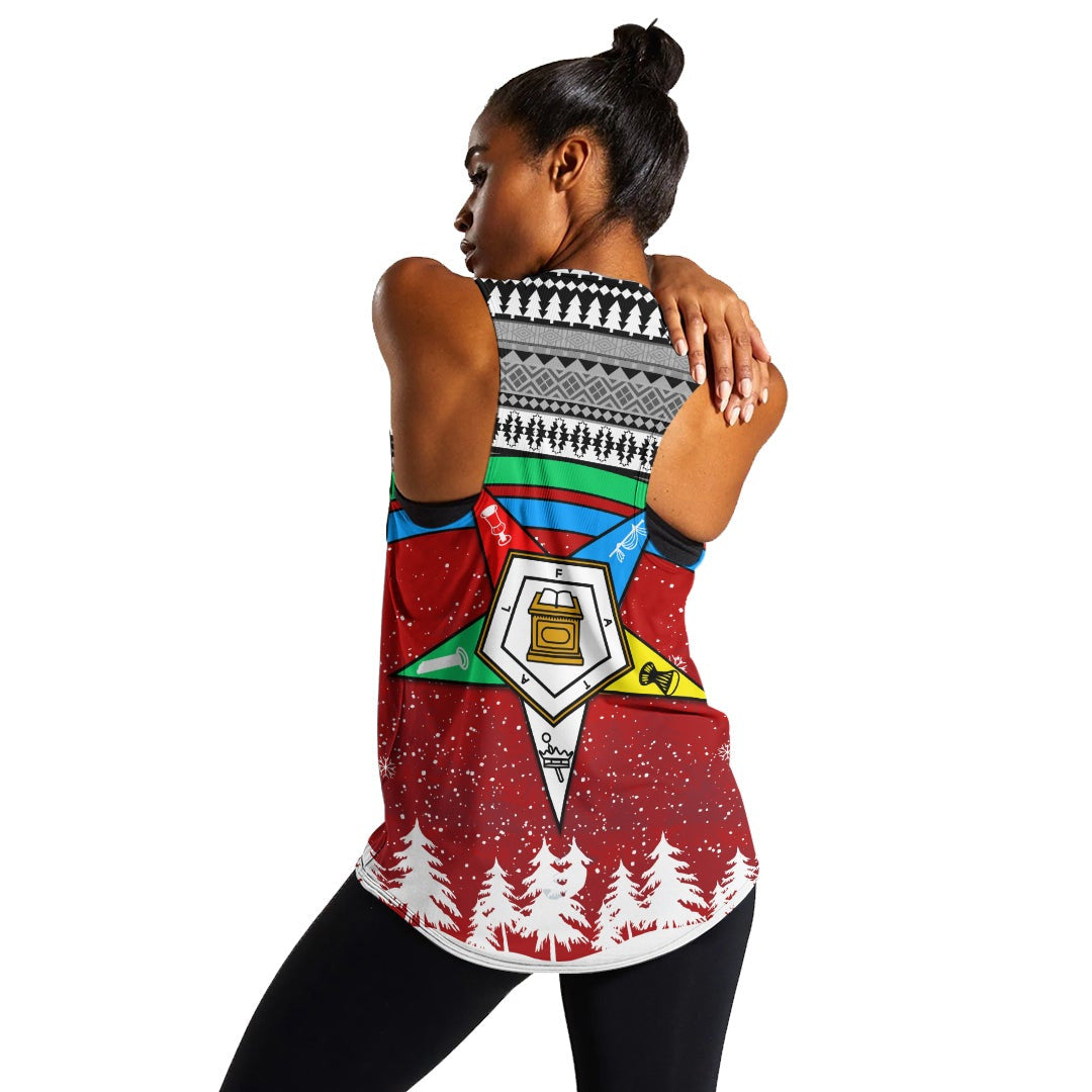 Sorority Tank Top - Order Of The Eastern Star Women Racerback Tank OES Christmas Pattern