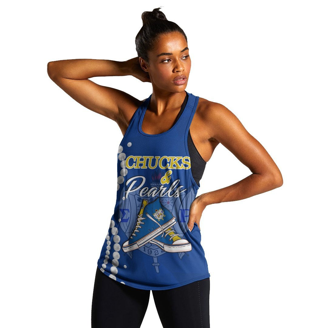 Sorority Tank Top - Sigma Gamma Rho K.H Pearls Racerback Tank