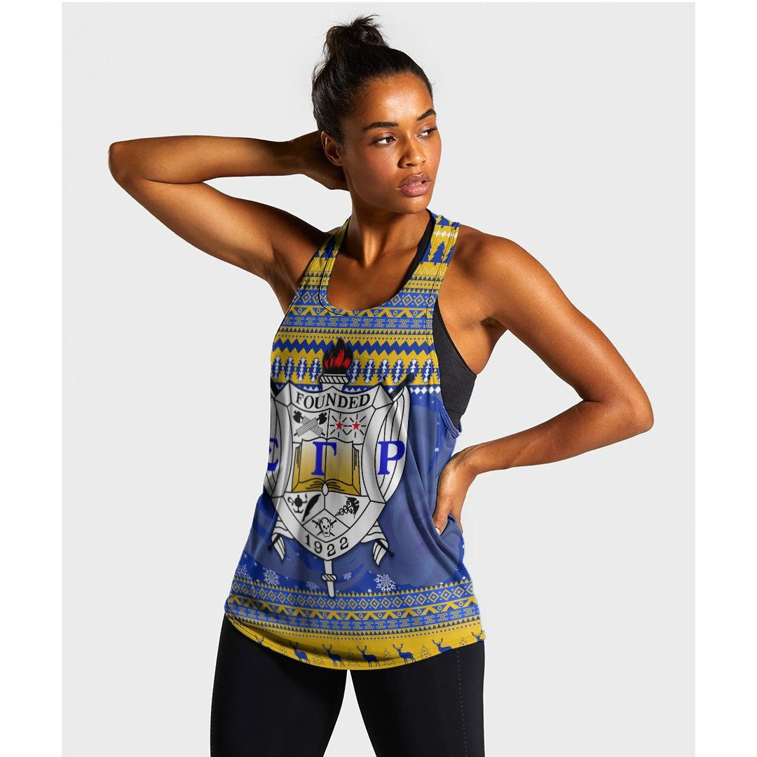 Sorority Tank Top - Sigma Gamma Rho African Pattern Christmas Racerback Tank