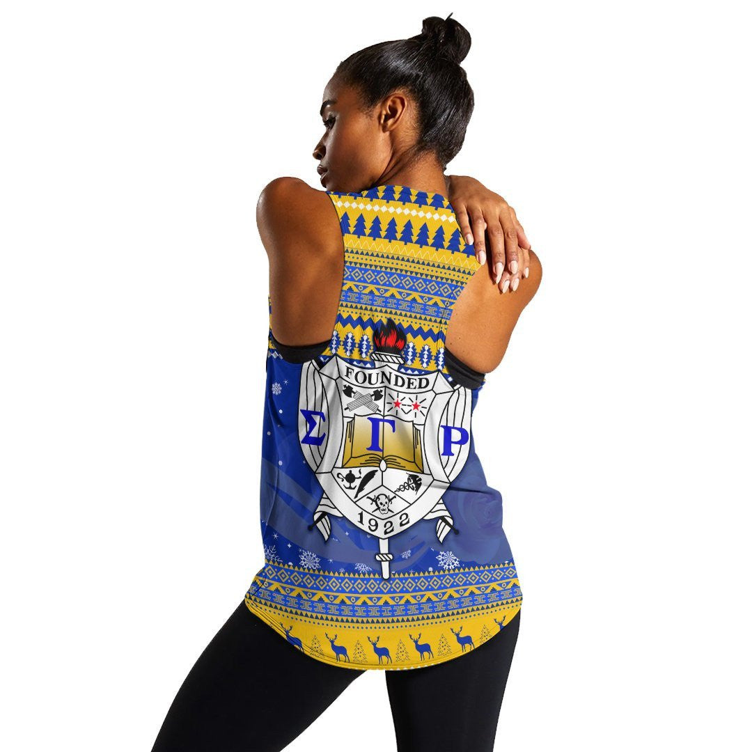 Sorority Tank Top - Sigma Gamma Rho African Pattern Christmas Racerback Tank
