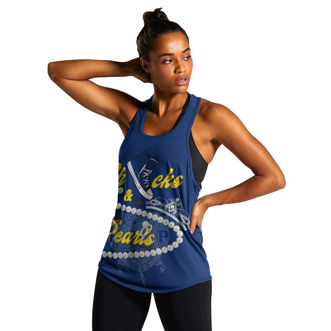 Sorority Tank Top - Sigma Gamma Rho Chucks And Pearls Women's Racerback Tank K.H Pearls