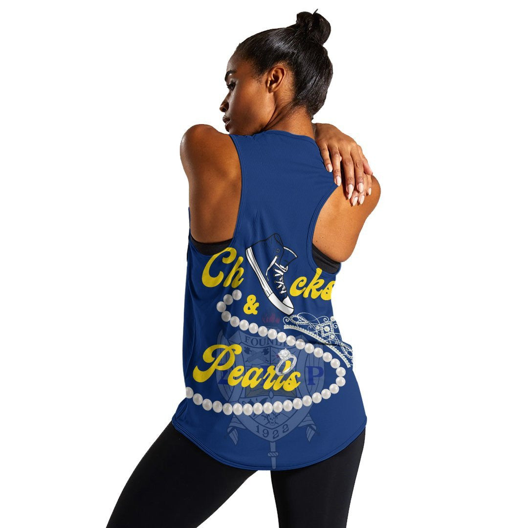 Sorority Tank Top - Sigma Gamma Rho Chucks And Pearls Women's Racerback Tank K.H Pearls