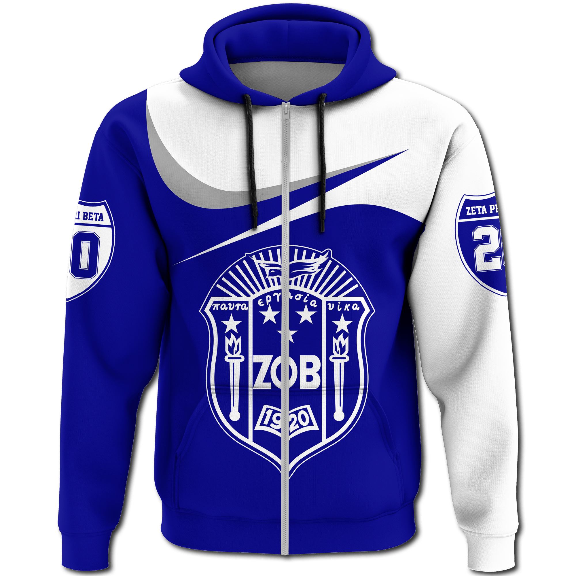 Sorority Hoodie - Zeta Phi Beta Curve Style Zip Hoodie