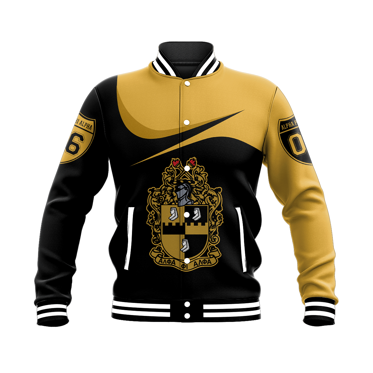 Fraternity Jacket - Alpha Phi Alpha Curve Style Baseball Jacket