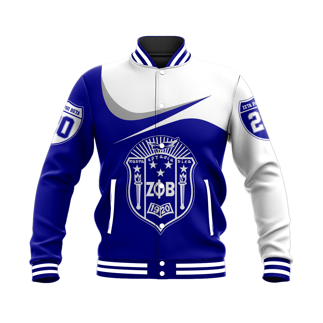 Sorority Jacket - Zeta Phi Beta Curve Style Baseball Jacket