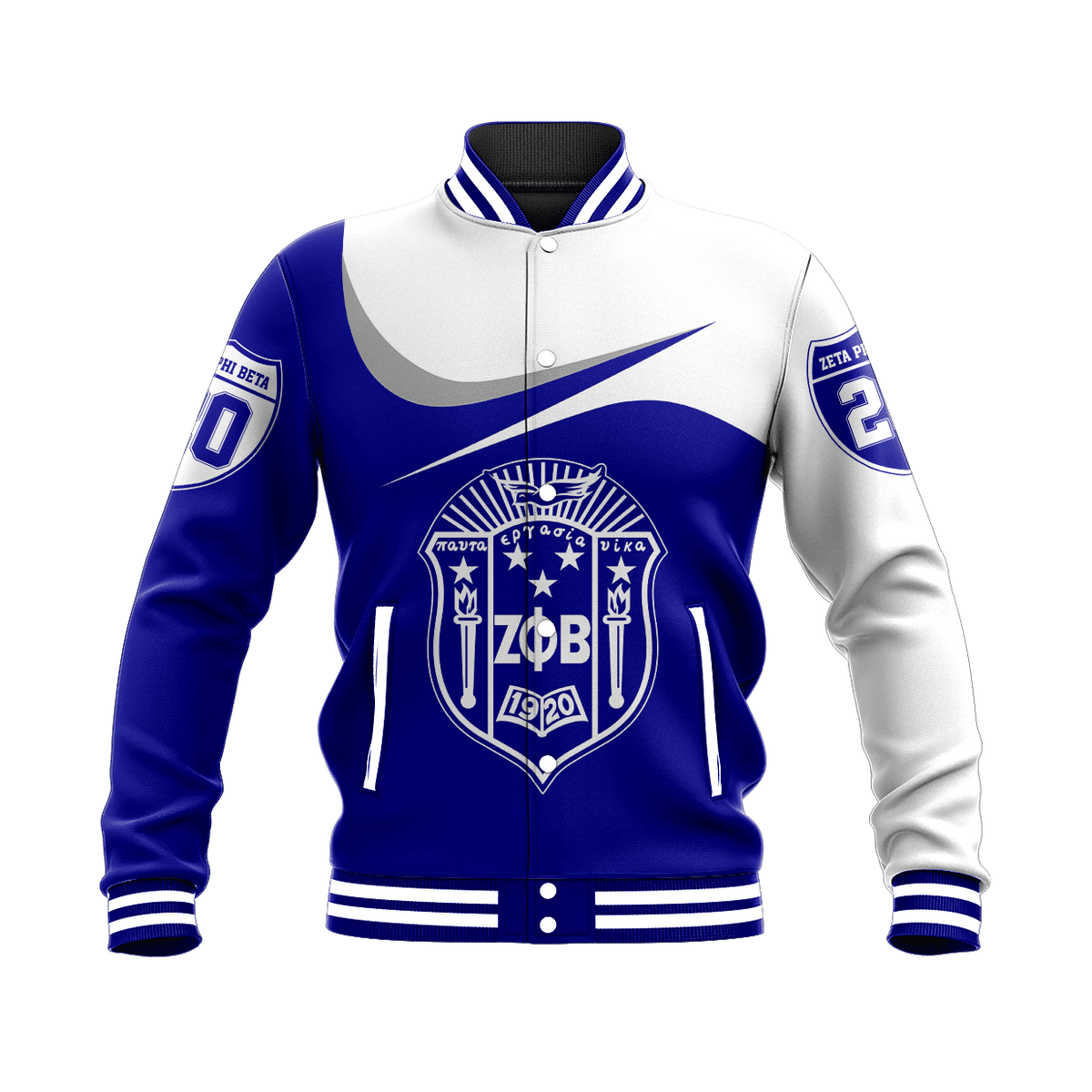 Sorority Jacket Zeta Phi Beta Curve Style Baseball Jacket To The Closet