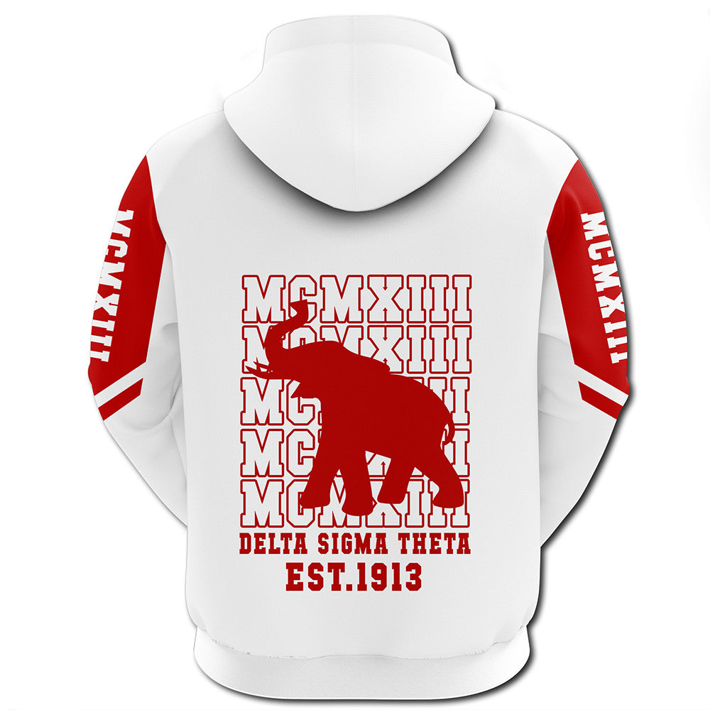 Sorority Hoodie - Delta Sigma Theta MCMXIII White Zip Hoodie