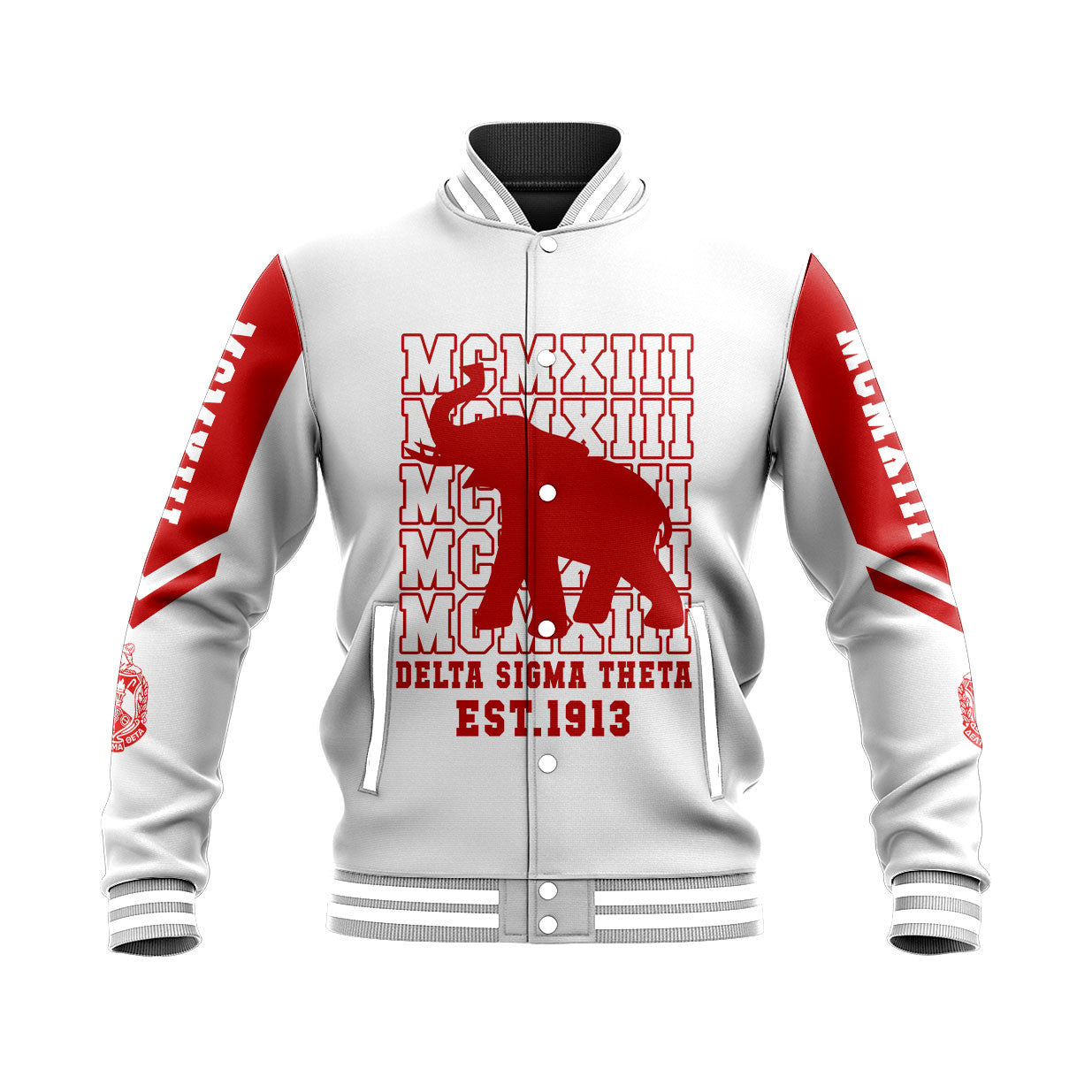 Sorority Jacket - Delta Sigma Theta MCMXIII White Baseball Jackets