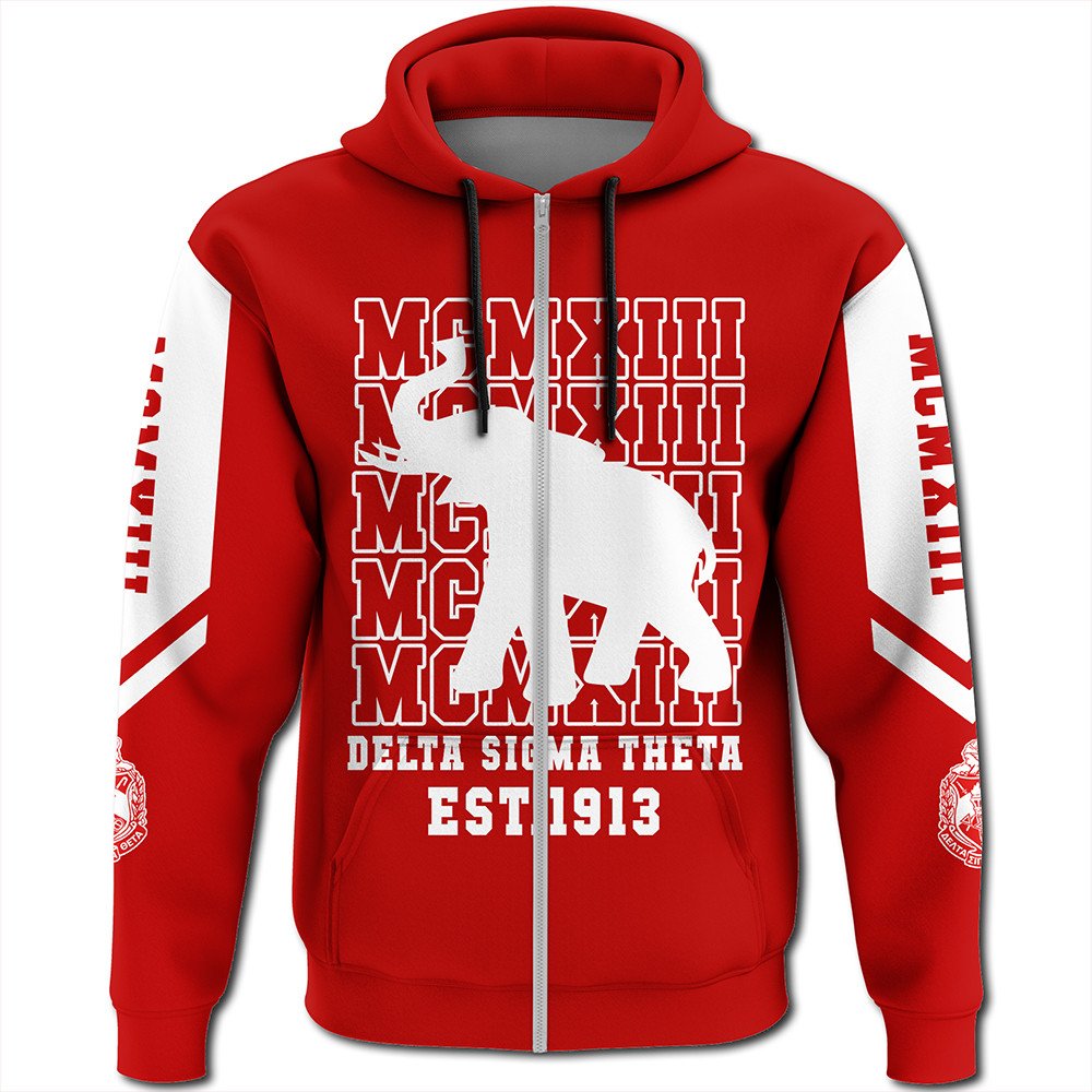 Sorority Hoodie - Delta Sigma Theta MCMXIII Red Zip Hoodie