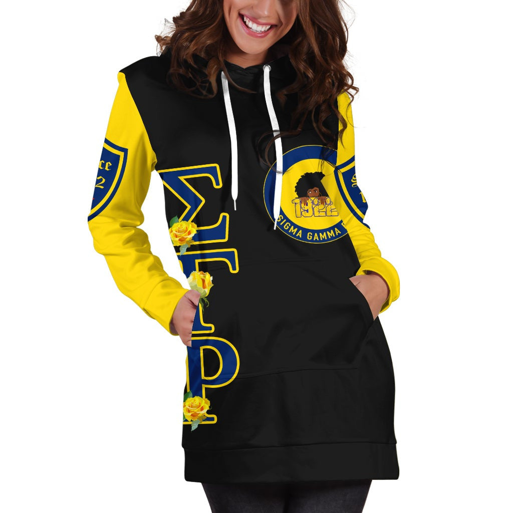 Sorority Dress - Sigma Gamma Rho Yellow Rose Hoodie Dress