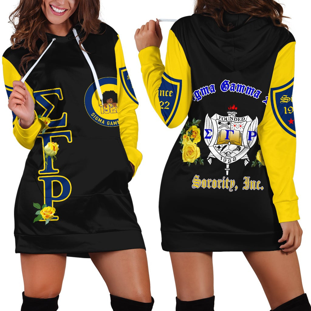 Sorority Dress - Sigma Gamma Rho Yellow Rose Hoodie Dress