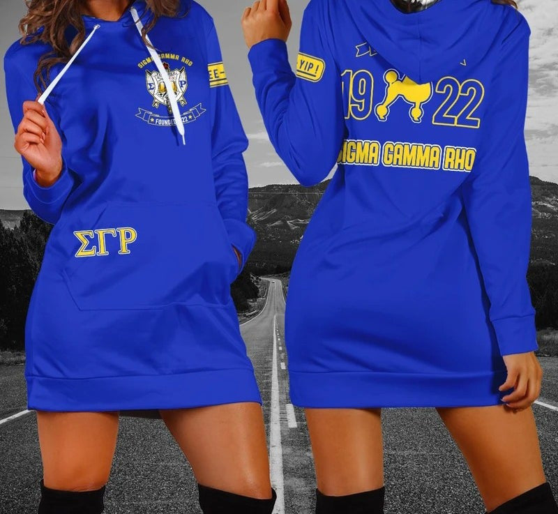 Sorority Dress - Greater Service And Greater Progress Sigma Gamma Rho Hoodie Dress