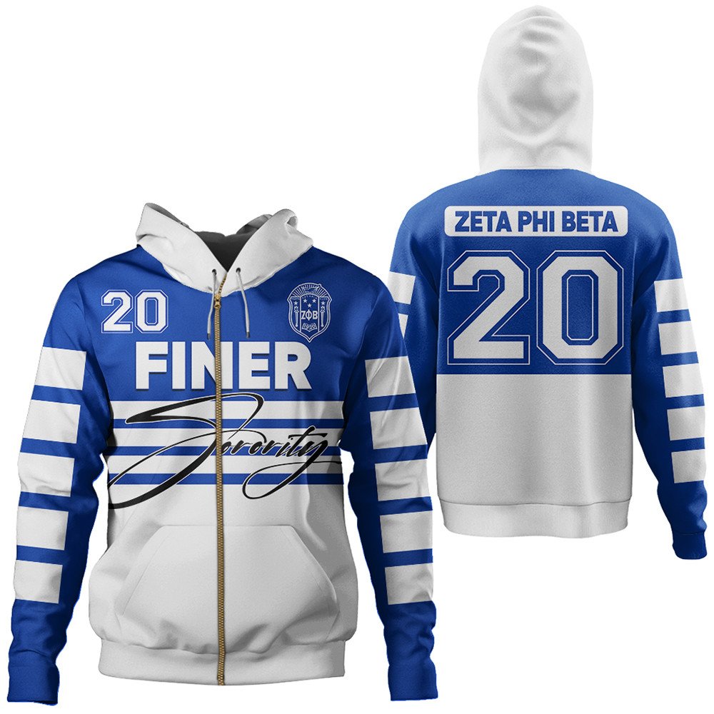 Sorority Hoodie - Zeta Phi Beta Sporty Premium Zip Hoodie