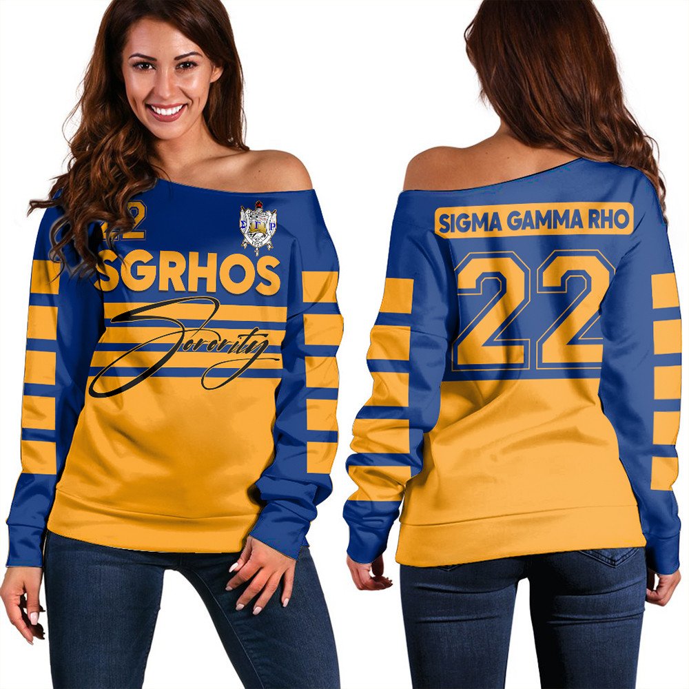 Sorority Sweatshirt - Sigma Gamma Rho Sporty Premium Women Off Shoulder
