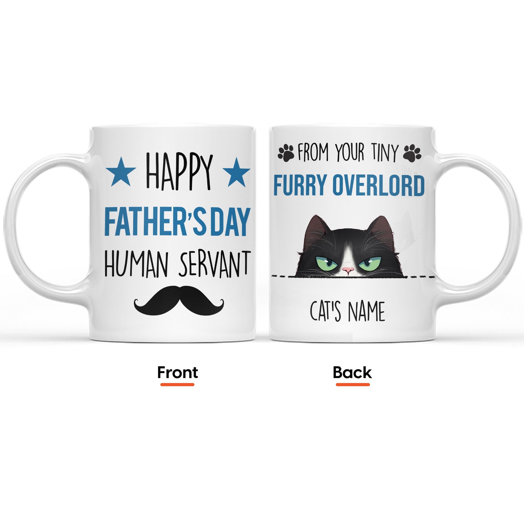 Your Tiny Furry Overlords - Personalized Mug - Father's Day Gift For Cat Dad  - Peeking Cats