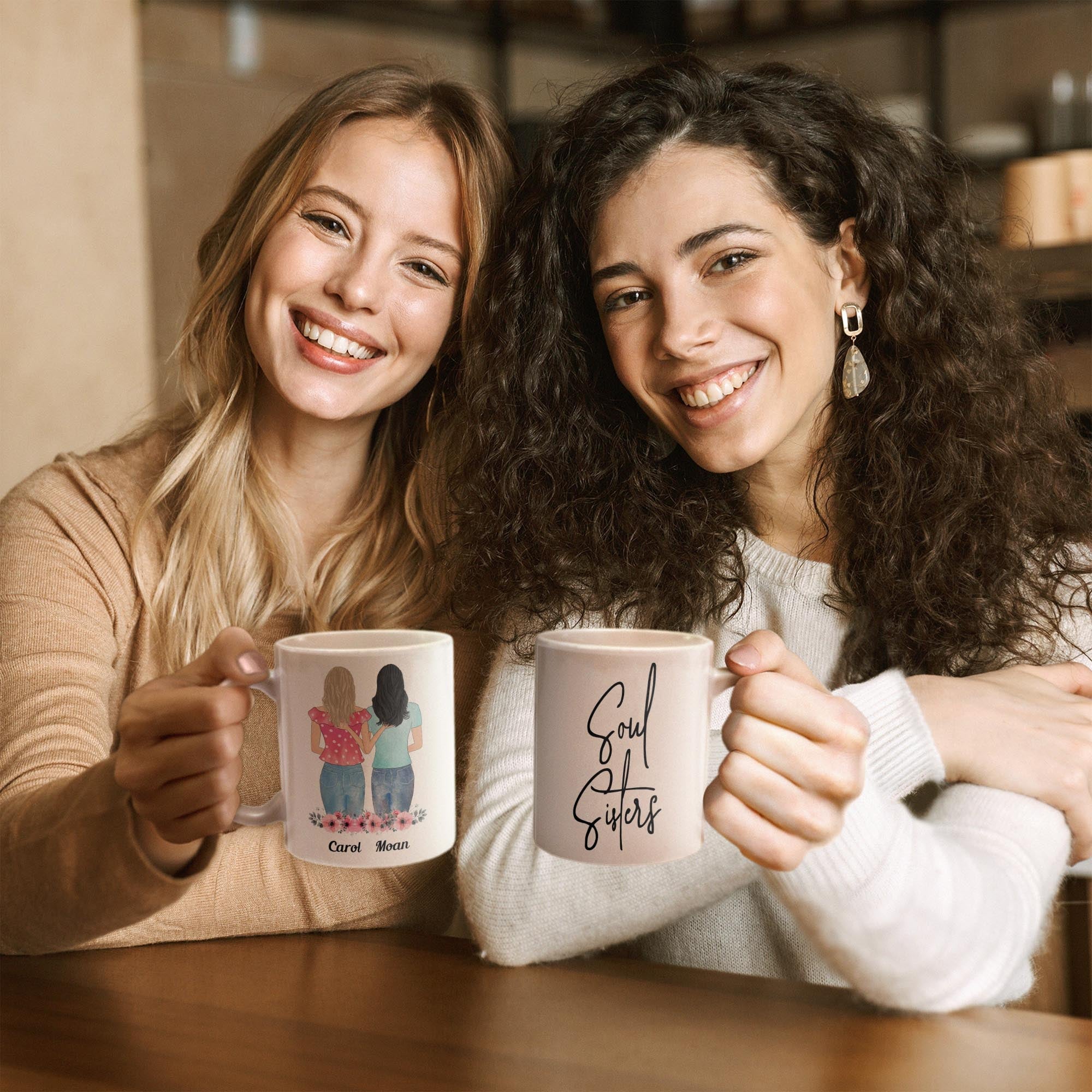 Soul Sisters Ver 2 - Personalized Mug - Birthday Gift For Friends, Soul Sisters, BFF, Besties - Girls Drawing