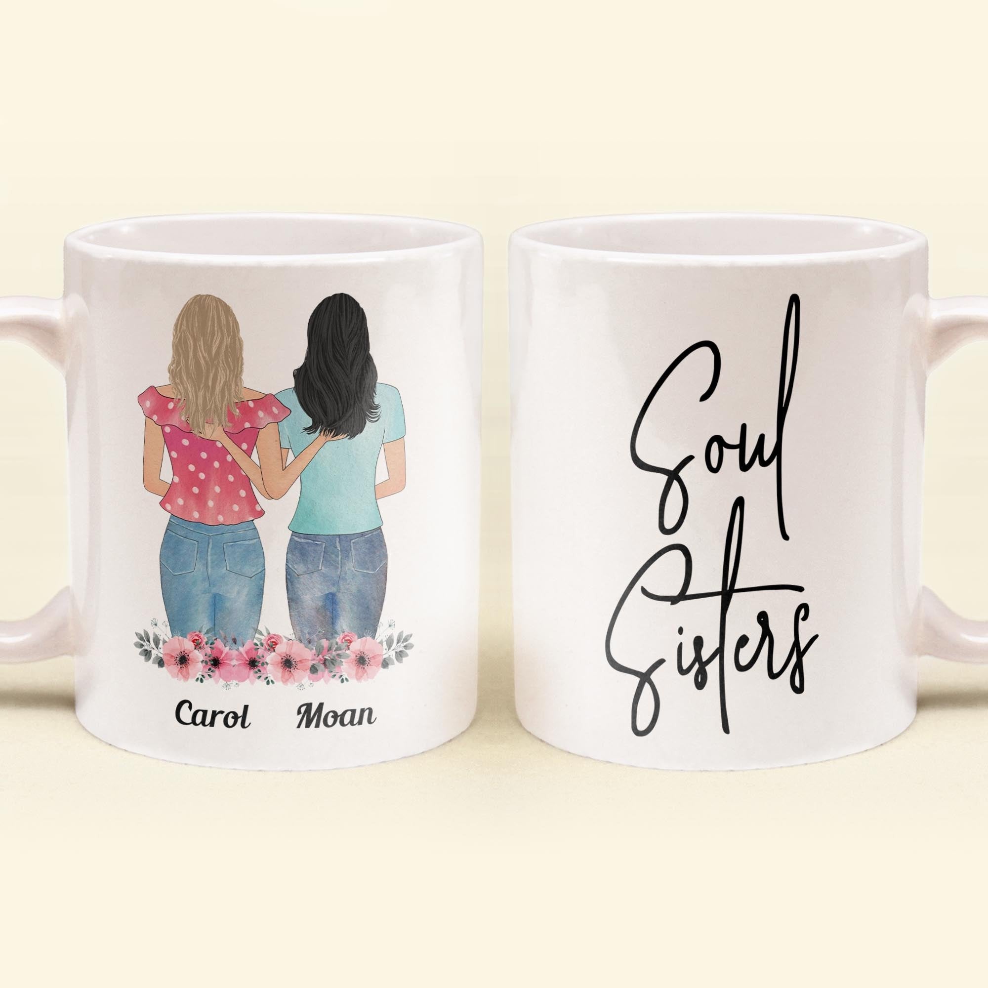 Soul Sisters Ver 2 - Personalized Mug - Birthday Gift For Friends, Soul Sisters, BFF, Besties - Girls Drawing