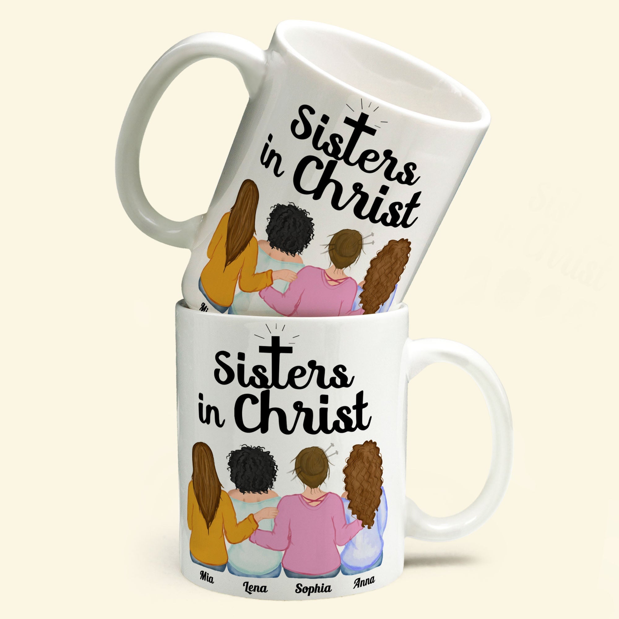 Sisters In Christ - Personalized Mug - Birthday Gift For Christian, Friends, BFF