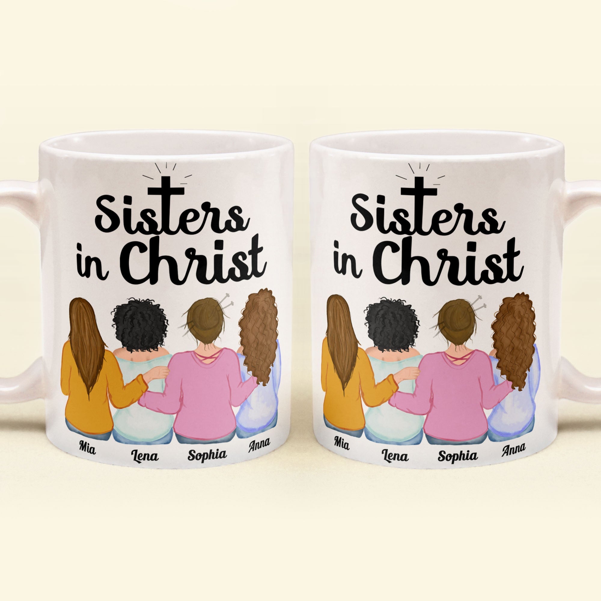 Sisters In Christ - Personalized Mug - Birthday Gift For Christian, Friends, BFF