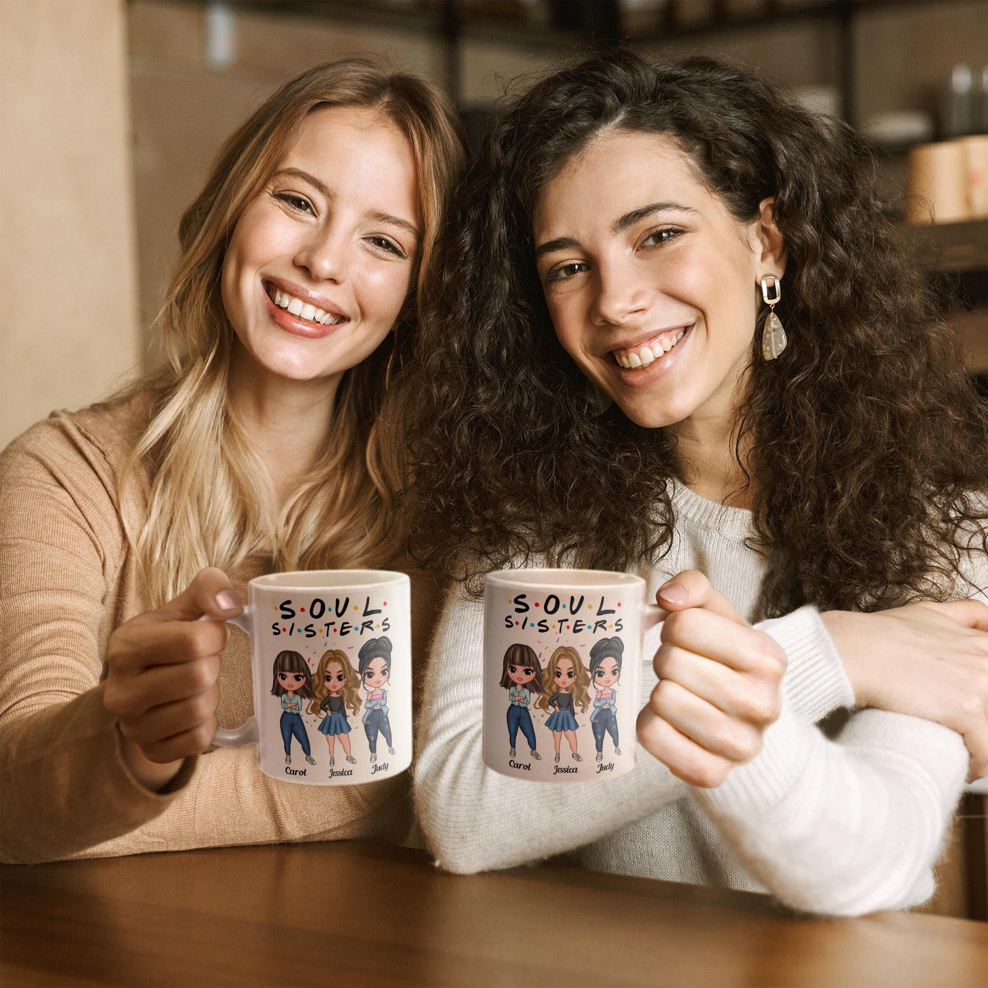 Soul Sisters - Personalized Mug - Birthday, Christmas Gift For BFF, Best Friends, Besties, Soul Sisters - Cute Fashion Dolls