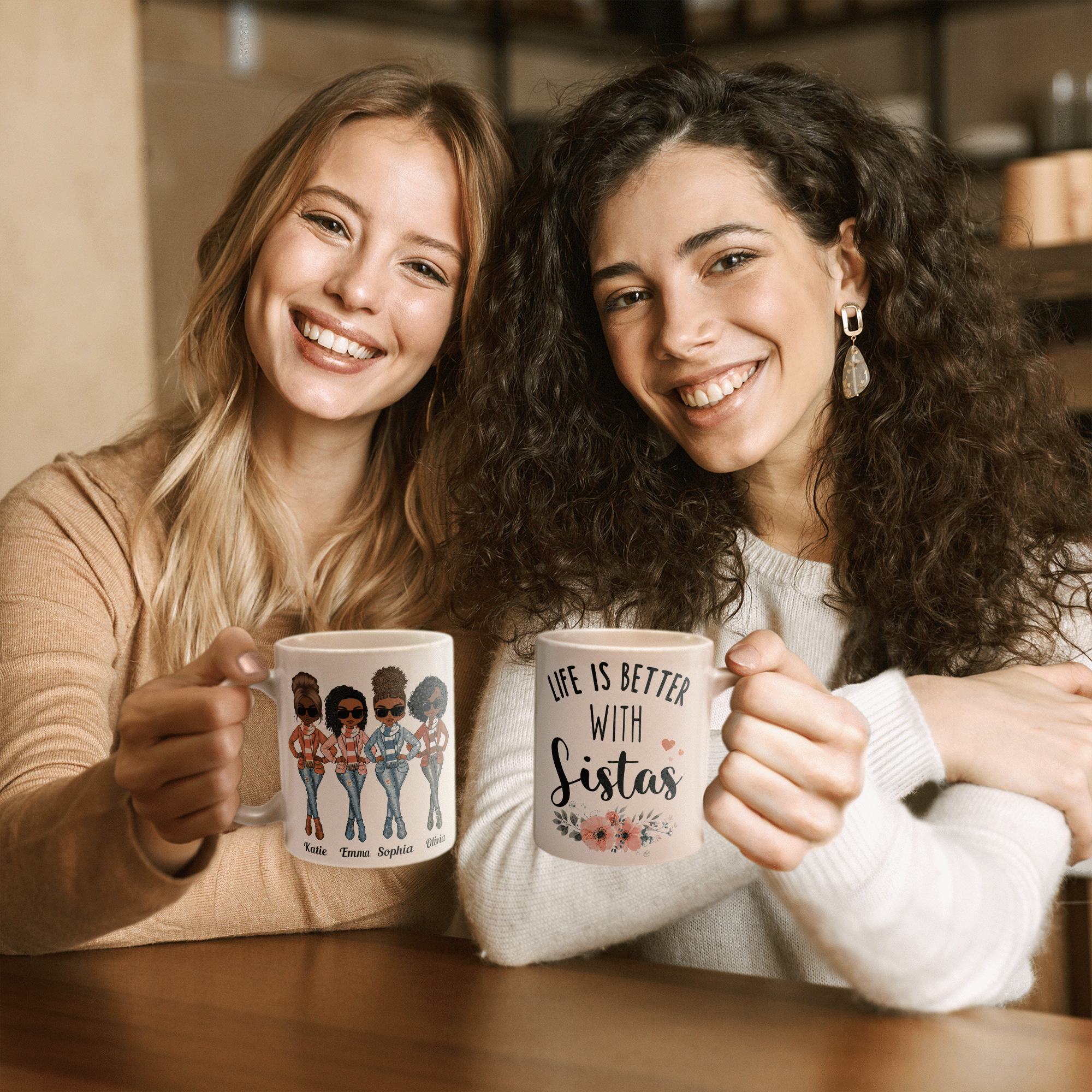 Life Is Better With Sistas - Personalized Mug - Birthday Gift For Sistas, Sisters, Besties