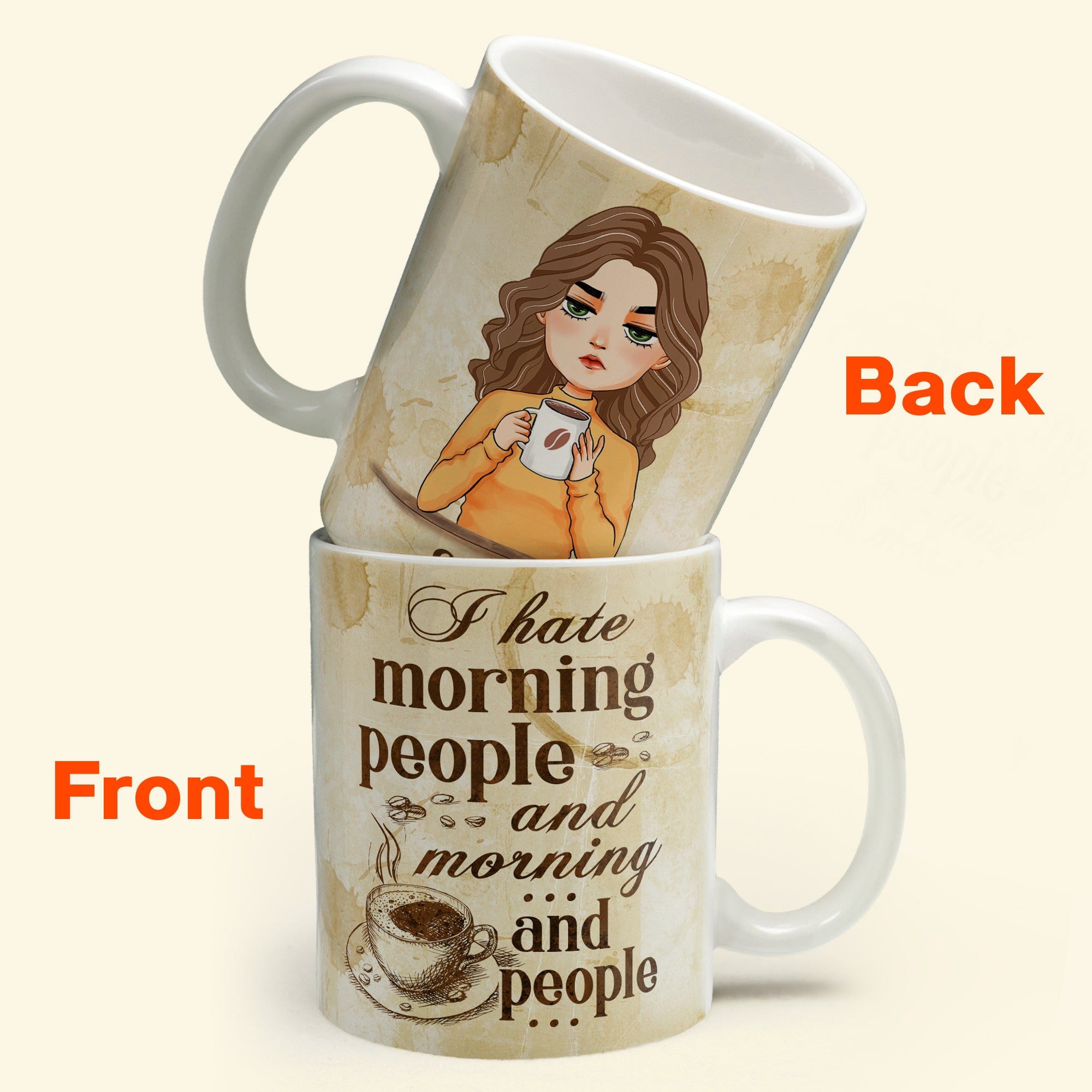 Hate Morning People - Personalized Mug - Birthday Gift For Coffee Lover - Coffee Girl