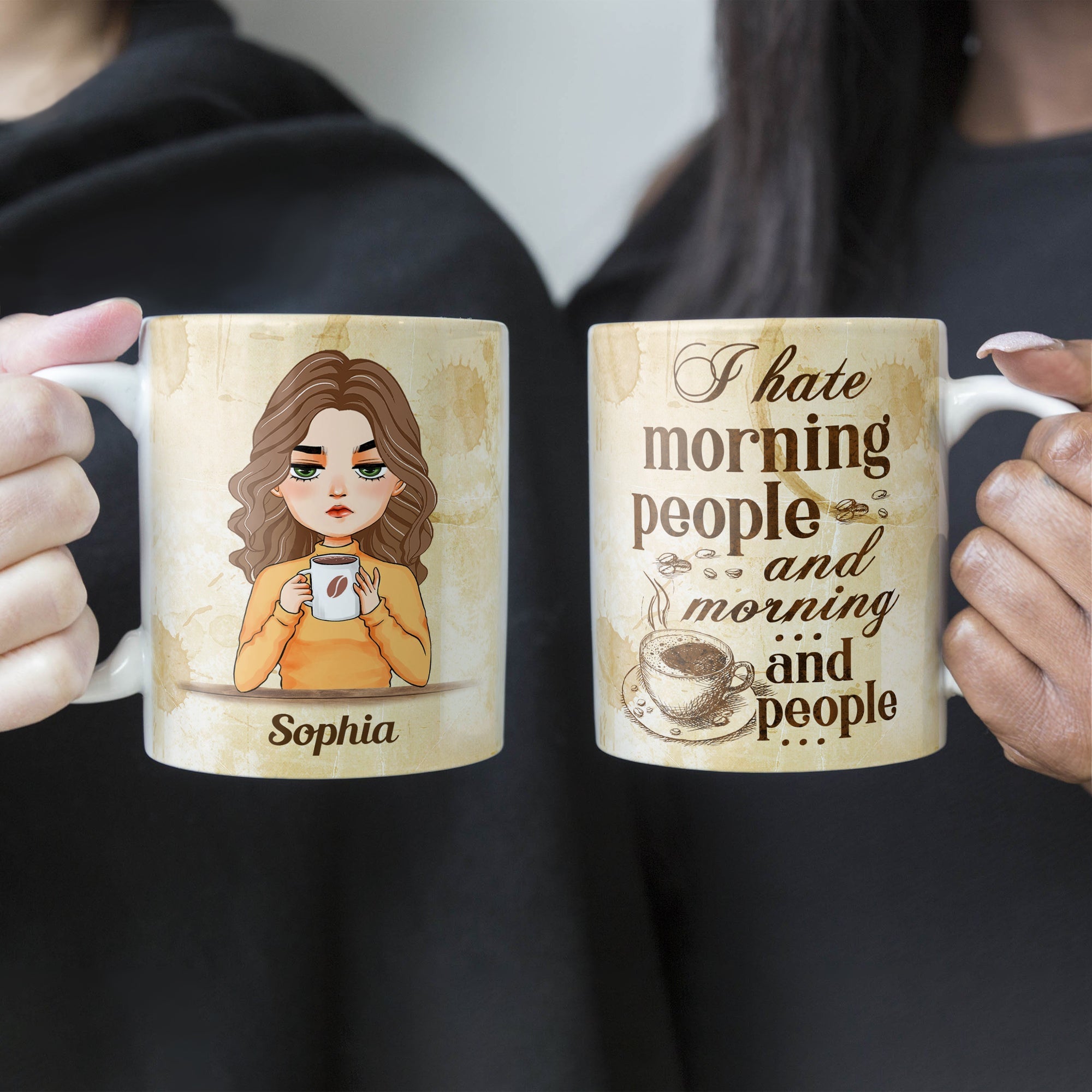 Hate Morning People - Personalized Mug - Birthday Gift For Coffee Lover - Coffee Girl