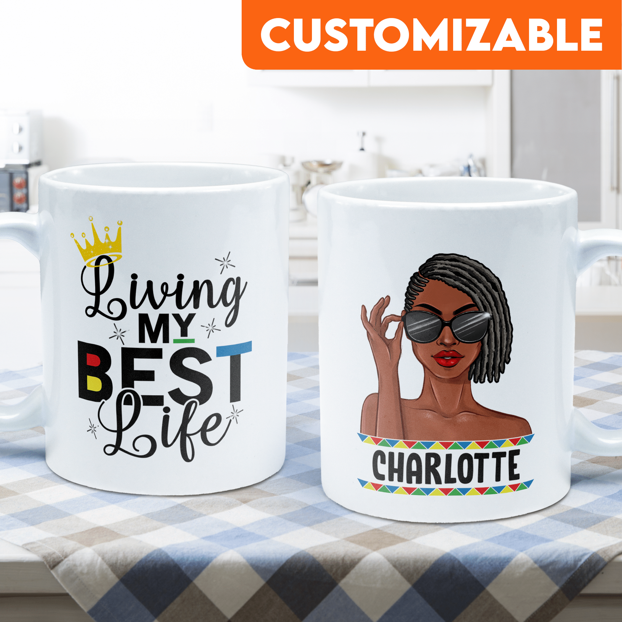 Living My Best Life - Personalized Mug - Birthday Gift For Black Girl & Woman