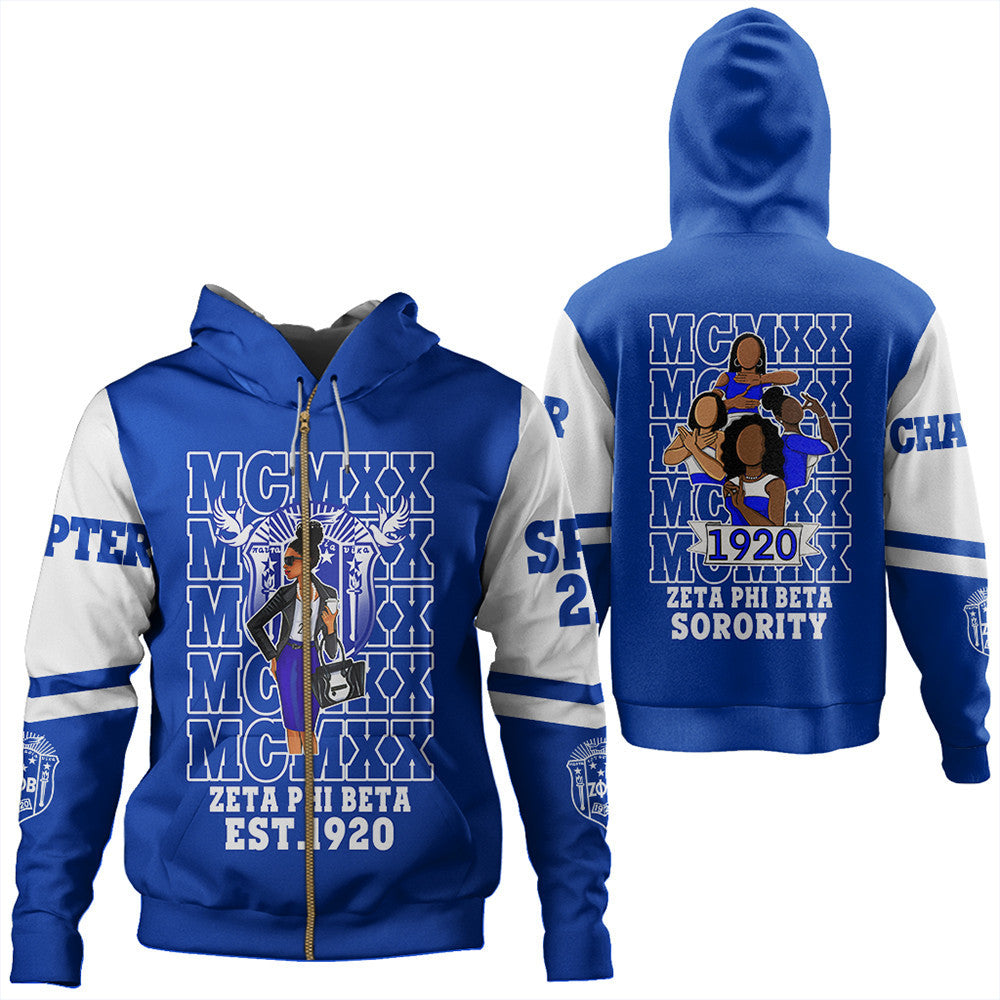 Sorority Hoodie - Personalized Zeta Phi Beta MCM Style Zip Hoodie