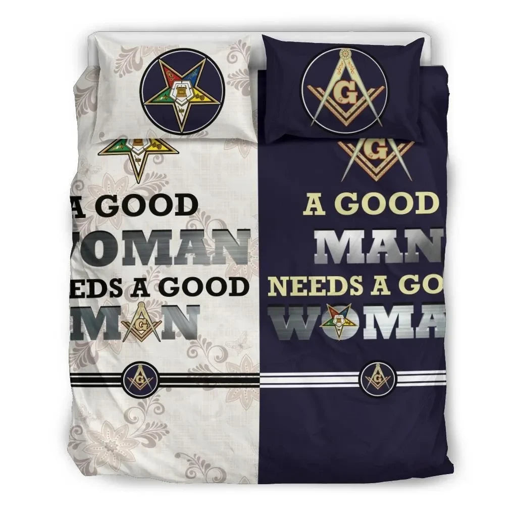 Fraternity Bedding Set - Couple Freemasonry And Oes Bedding Set