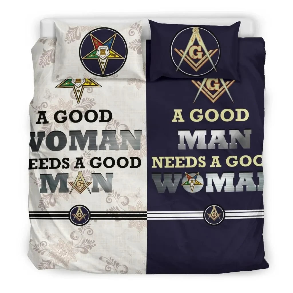 Fraternity Bedding Set - Couple Freemasonry And Oes Bedding Set