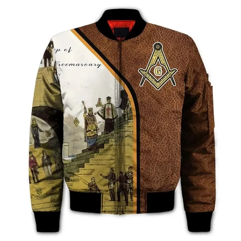 Fraternity Jacket - Freemasonry 2 Sleeve Zip Bomber Jacket