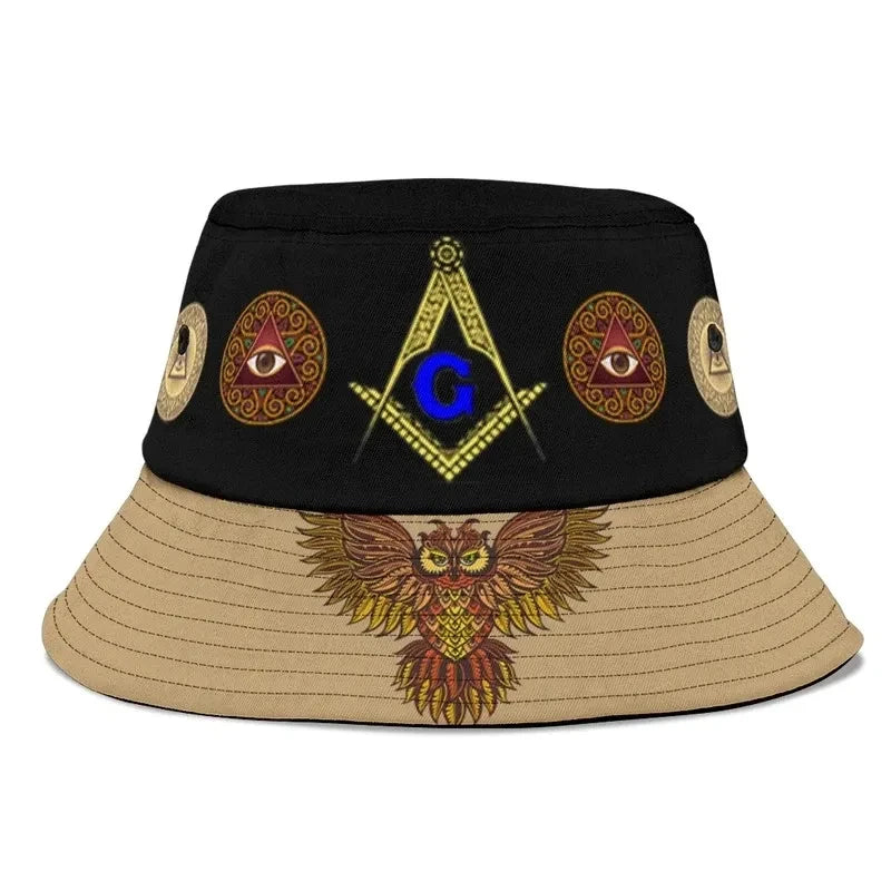 Tothetopcloset Bucket Hat - Freemasonry Symbols J5