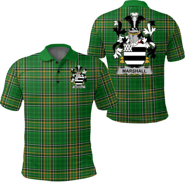 Marshall Family Crest Ireland Polo Shirt - Irish National Tartan