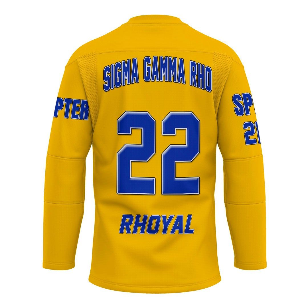 Sorority Hockey Jersey - Personalized Sigma Gamma Rho Gold Hockey Jersey