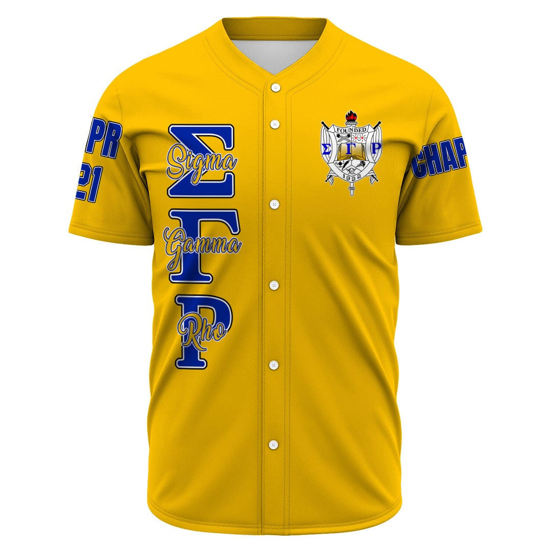 Sorority Baseball Jersey - Personalized Sigma Gamma Rho Gold Baseball Jersey